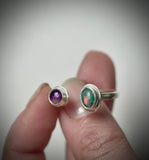 Sterling Silver Blue Australian Boulder Opal & Amethyst Open Ring