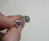 Sterling Silver Blue Australian Boulder Opal & Amethyst Open Ring