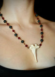 Copper Lava Stone and Bone Necklace