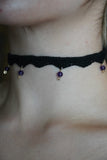 Black Amethyst Crochet Lace Choker