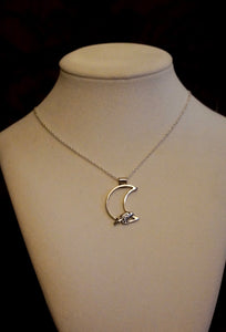 Handmade Sterling Silver Moon & Raven Pendant