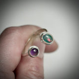 Sterling Silver Blue Australian Boulder Opal & Amethyst Open Ring