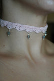 Pink Labradorite Lace Crochet Choker