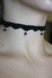 Black Amethyst Crochet Lace Choker