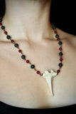 Copper Lava Stone and Bone Necklace