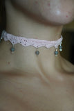 Pink Labradorite Lace Crochet Choker