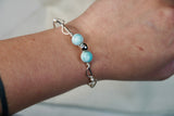 Solid Sterling Silver Larimar Bangle