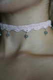 Pink Labradorite Lace Crochet Choker