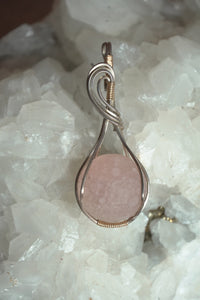 Sterling & 14k Gold Filled Rose Quartz Moon Pendant