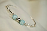 Solid Sterling Silver Larimar Bangle