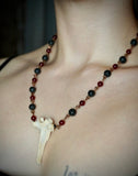 Copper Lava Stone and Bone Necklace