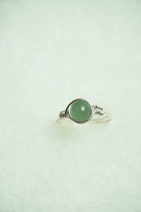 Silver Plated Green Aventurine Ring: Size 8.5