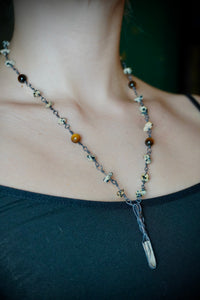 Copper Quartz, Tigers Eye & Dalmatian Jasper Necklace