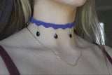 Faceted Smokey Quartz Purple Crochet Choker