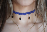 Faceted Smokey Quartz Purple Crochet Choker