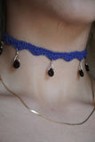 Faceted Smokey Quartz Purple Crochet Choker