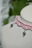 Pink Labradorite Lace Crochet Choker