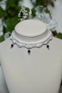 White Amethyst Crochet Choker