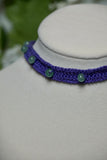 Purple Green Aventurine Cotton Crochet Lace Choker