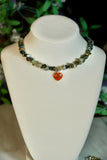 Moss Agate & Carnelian Heart Crystal Choker