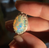 Appraised 8 Carat Ethiopian Opal in Silver Gallery Bezel