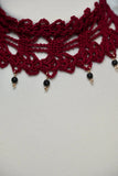 Red Siren Lace Crochet Choker with Lava Stone