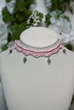 Pink Labradorite Lace Crochet Choker