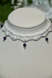 White Amethyst Crochet Choker