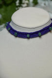 Purple Green Aventurine Cotton Crochet Lace Choker