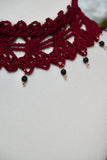 Red Siren Lace Crochet Choker with Lava Stone