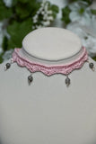 Pink Labradorite Lace Crochet Choker