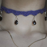 Faceted Smokey Quartz Purple Crochet Choker