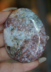 Red, White 8th vein ocean jasper with druzy 