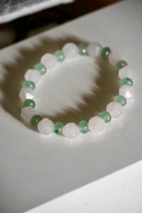 Faceted Rose Quartz & Green Aventurine Bracelet