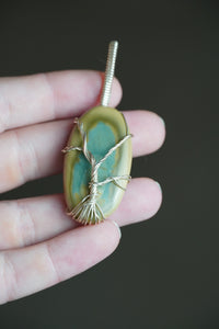 Silver Polychrome Jasper Tree Pendant