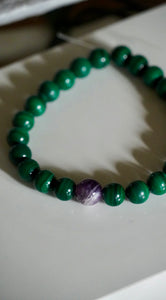 Natural Malachite & Chevron Amethyst Bracelet