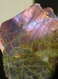 Purple crystal collector high grade Madagascar labradorite Freeform with pink purple yellow and orange flash 