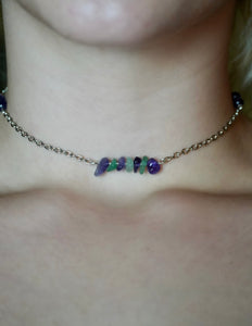 Green Aventurine & Amethyst Back Drop Choker