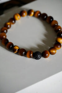 Tigers Eye & Lava Stone Bracelet