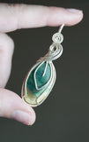 Silver Polychrome Jasper Leaf Pendant